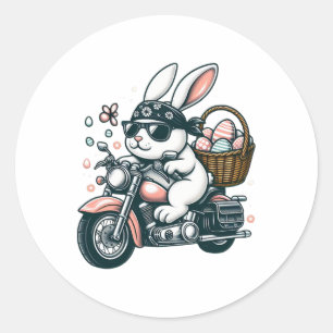 Motorcycle Bunny Easter Biker Eggs Classic Round Sticker