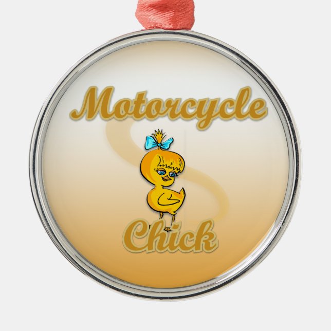 Motorcycle Chick Metal Tree Decoration (Front)