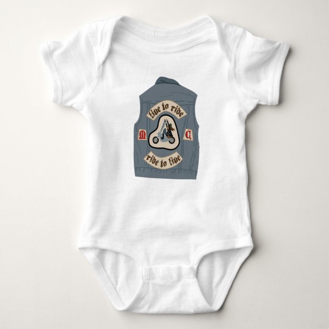 Motorcycle Club Vest Baby Bodysuit (Front)