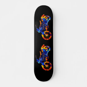 MOTORCYCLE COLORFUL MIX NEON PAINT SKATEBOARD