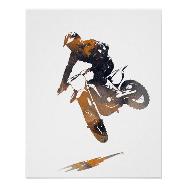 Motorcycle Competition  Sport Challenge Silhouette Poster (Front)