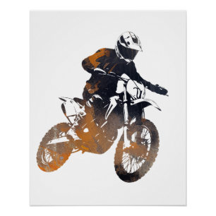 Motorcycle Competition Sport Challenge Silhouette Poster