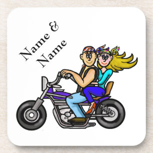 Motorcycle Couple Coasters Customise with Name!