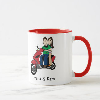 Motorcycle couple- personalised cartoon mug