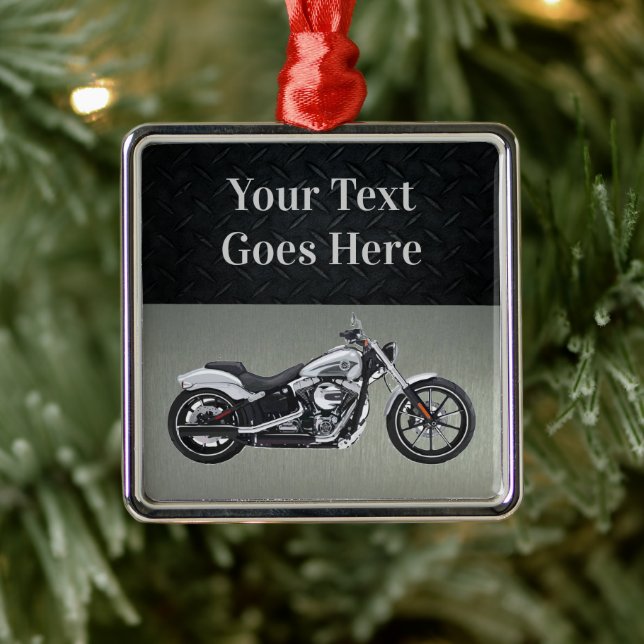 Motorcycle Custom Christmas Message Black Silver Metal Tree Decoration (Tree)