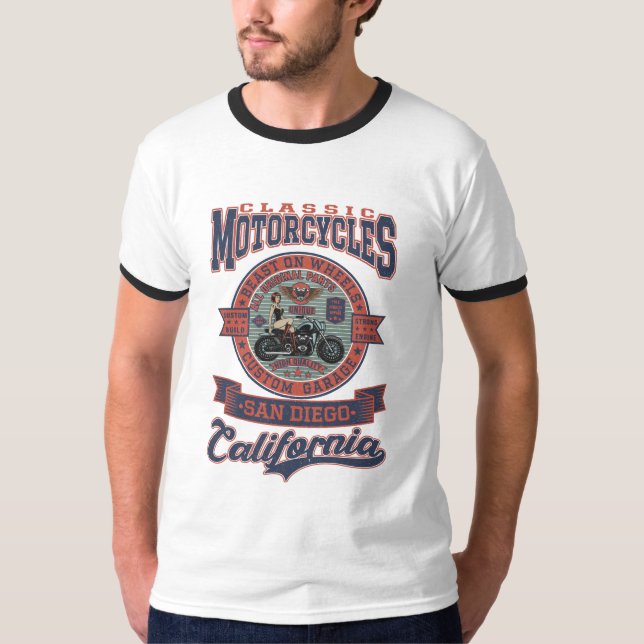 MOTORCYCLE CUSTOM GARAGE T-Shirt (Front)