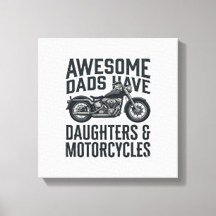 Motorcycle Dad Daughters Quote Vintage Vector Desi Canvas Print