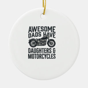 Motorcycle Dad Daughters Quote Vintage Vector Desi Ceramic Tree Decoration