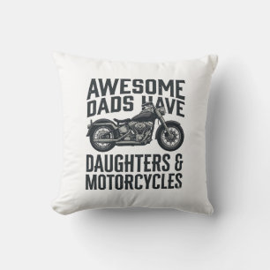 Motorcycle Dad Daughters Quote Vintage Vector Desi Cushion
