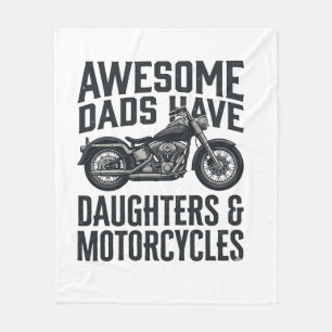 Motorcycle Dad Daughters Quote Vintage Vector Desi Fleece Blanket