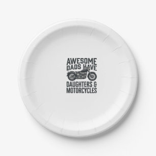 Motorcycle Dad Daughters Quote Vintage Vector Desi Paper Plate