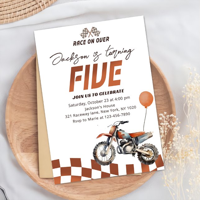 Motorcycle Dirt Bike 5th Birthday Party Invitation (Creator Uploaded)