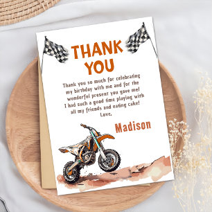 Motorcycle Dirt Bike Birthday Thank You Card