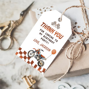 Motorcycle Dirt Bike Birthday Thank You Gift Tags