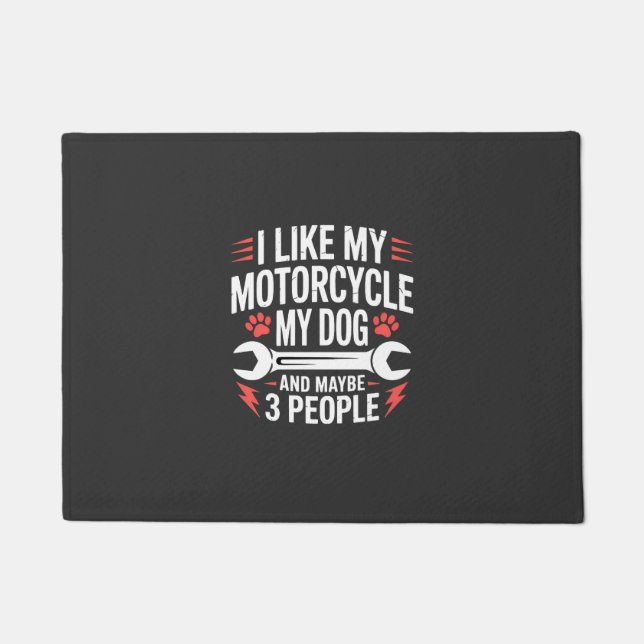 Motorcycle Dog Owner Humour Doormat (Front)