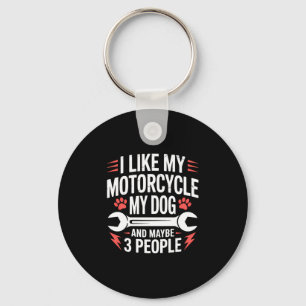 Motorcycle Dog Owner Humour Key Ring