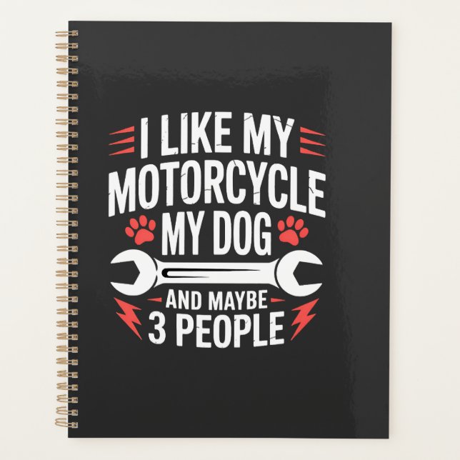 Motorcycle Dog Owner Humour Planner (Front)