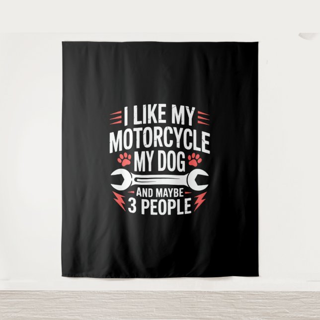 Motorcycle Dog Owner Humour Tapestry (Front)