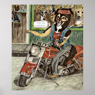 Motorcycle 🏍️ Dog 🐕 Poster