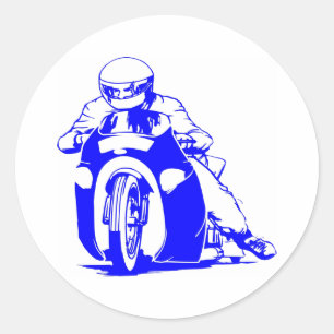 Motorcycle Drag Racing Classic Round Sticker