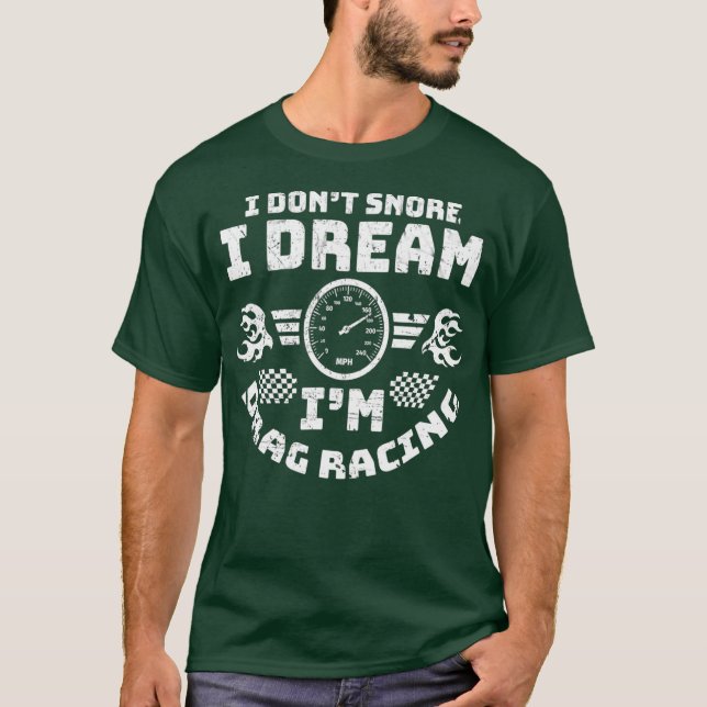 Motorcycle Drag Racing Snoring Funny T-Shirt (Front)