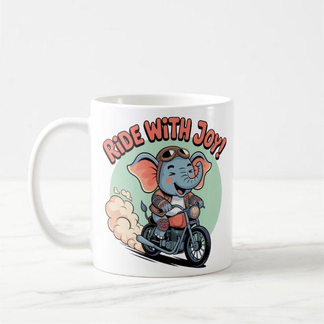Motorcycle Elephant Tattoo Funny Biker Coffee Mug (Left)
