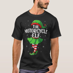 Motorcycle Elf Christmas Girls Women Elf Squad Xma T-Shirt