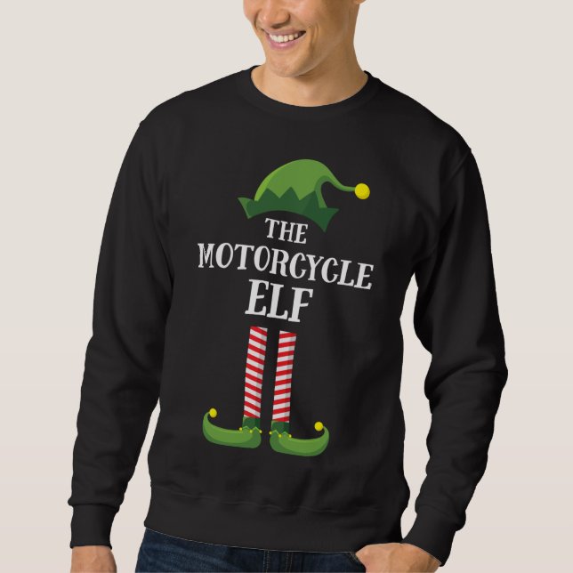 Motorcycle Elf Matching Family Christmas Party Sweatshirt (Front)