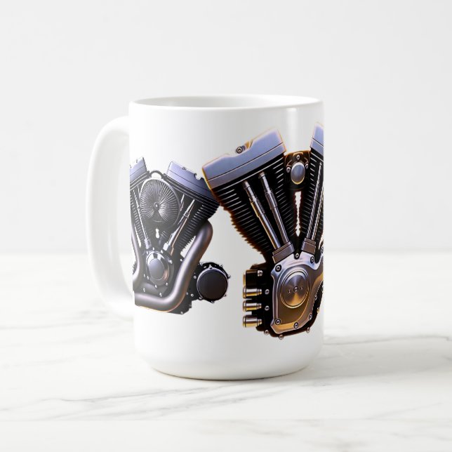Motorcycle Engine Coffee Mug (Front Left)