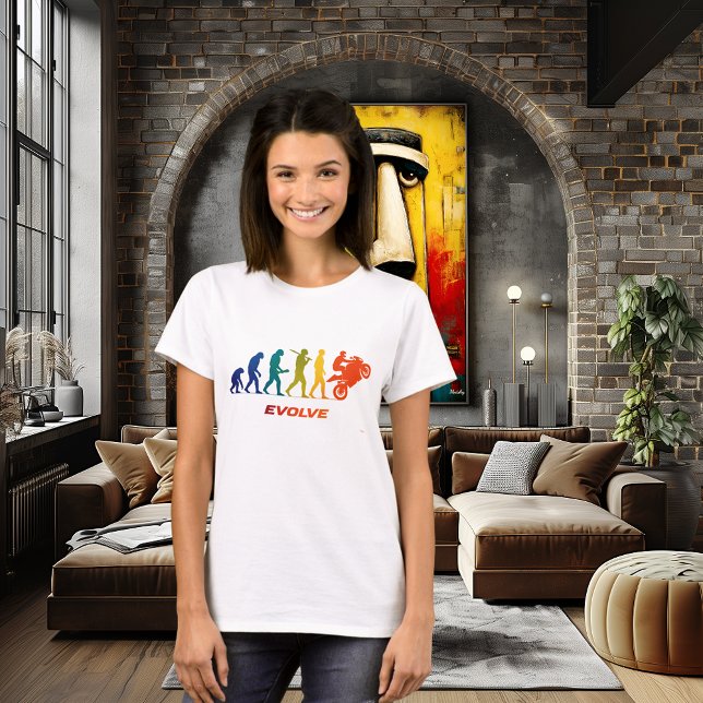 Motorcycle Evolution Silhouette Biker Design T-Shirt (Creator Uploaded)