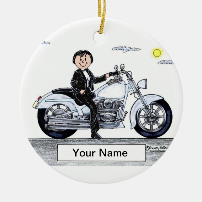 Motorcycle - Female Ceramic Tree Decoration (Front)