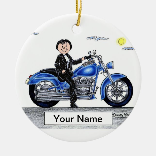 Motorcycle - Female Ceramic Tree Decoration (Front)