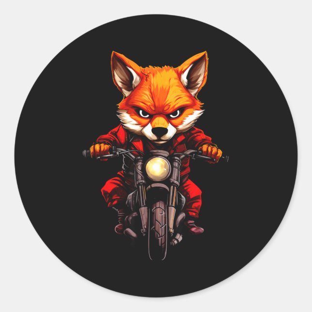 Motorcycle Foxes  Classic Round Sticker (Front)