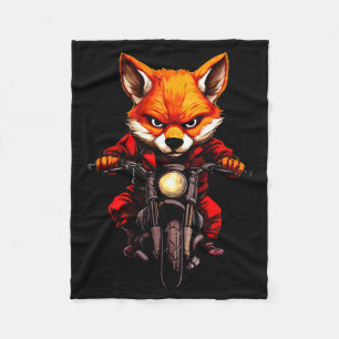Motorcycle Foxes  Fleece Blanket