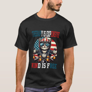 Motorcycle fuuny Cat, Of 4th July At father day T-Shirt