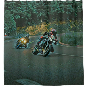 Motorcycle gift shower curtain