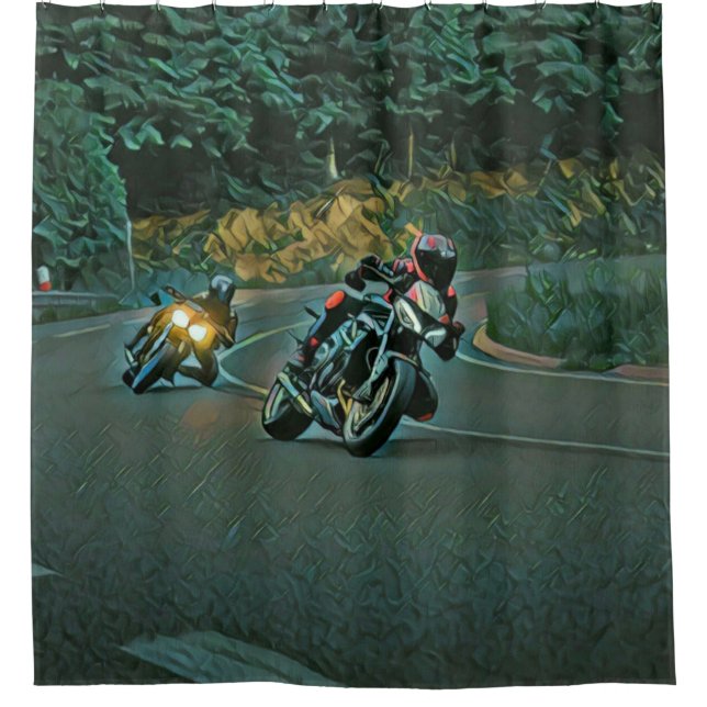 Motorcycle gift shower curtain (Front)