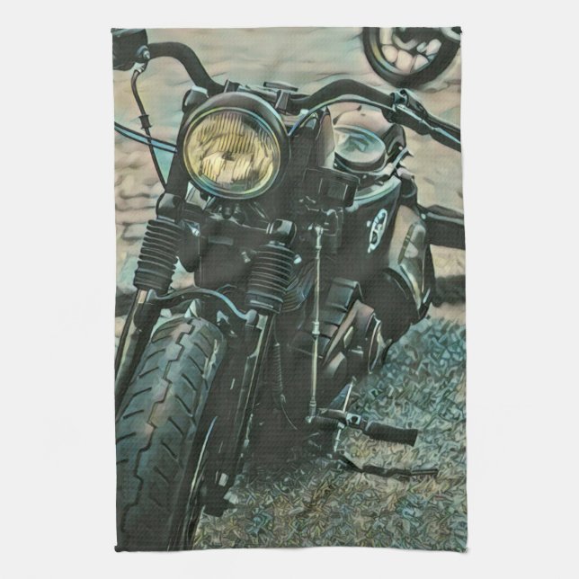 motorcycle gifts for him tea towel (Vertical)