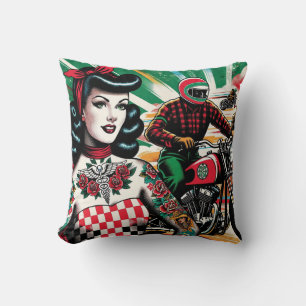 Motorcycle Girl Cushion
