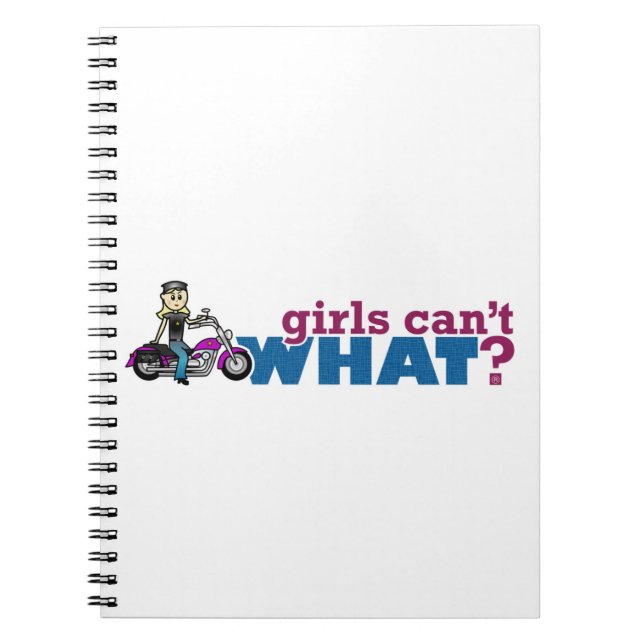 Motorcycle Girl Spiral Notebook (Front)