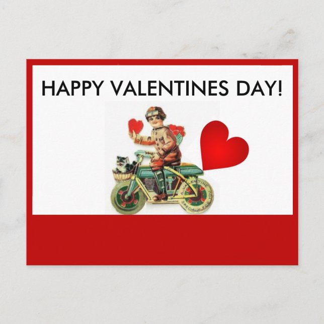 MOTORCYCLE HAPPY VALENTINES DAY POSTCARD (Front)