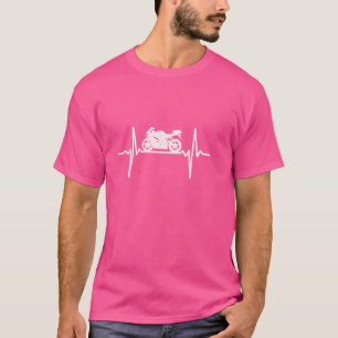 Motorcycle Heartbeat Biker ECG Line Frequency Moto T-Shirt