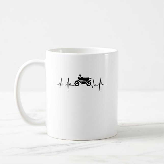 Motorcycle Heartbeat Biker Man Dad Gift Coffee Mug (Left)