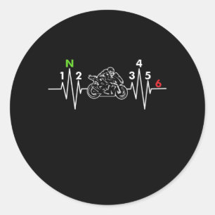 Motorcycle Heartbeat Classic Round Sticker
