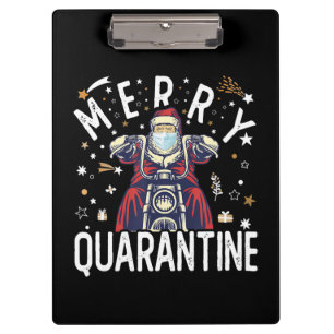 Motorcycle Hipster Santa Face Mask Clipboard
