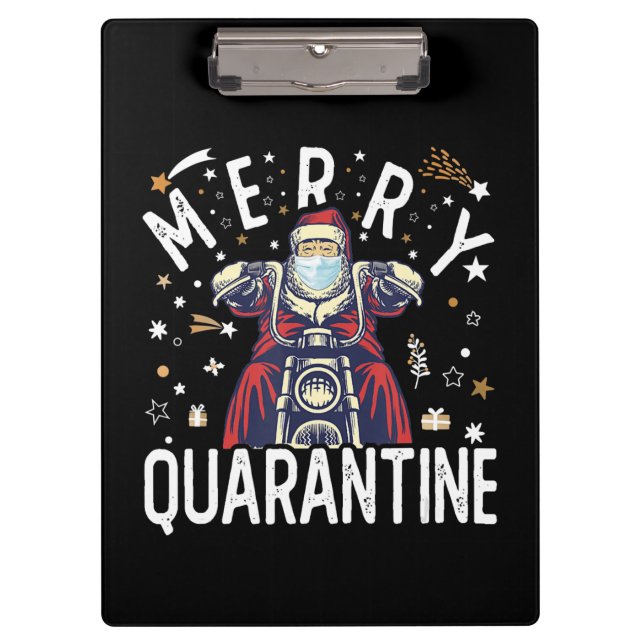 Motorcycle Hipster Santa Face Mask Clipboard (Front)