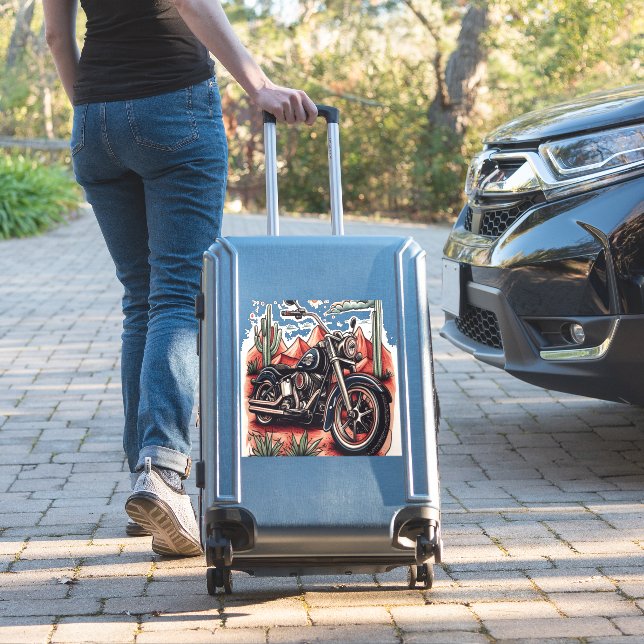 Motorcycle in Desert Cactus Western Set (Suitcase Insitu)