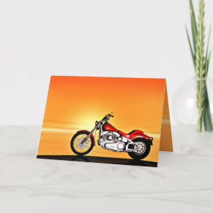 Motorcycle in the sunset. card