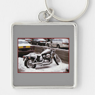 'Motorcycle in Winter' Keychain
