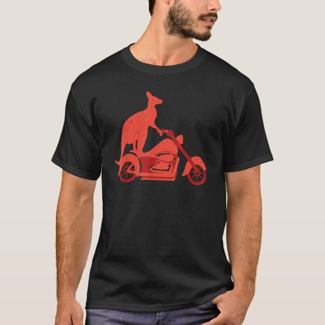 Motorcycle Kangaroo   Wildlife Animal Australia T-Shirt (Front)